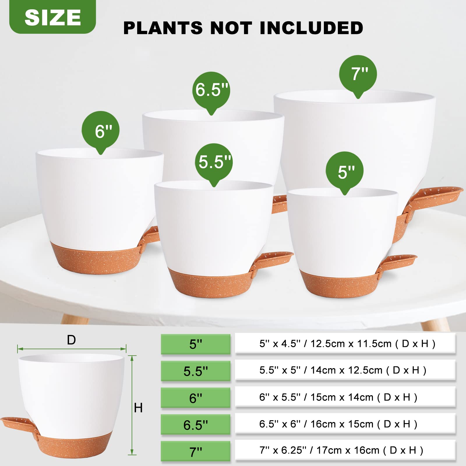 Amazon.co.jp: Vanslogreen 植木鉢 屋内植物用 5個パック セルフ